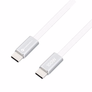 Kabelis USB C uz USB C Forcell F-Energy QC4.0 PD 5A 100W Cafule Flat 1,2m CCFN23 balts
