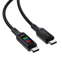 Acefast C7-03 USB-C USB-C 100W 1.2m kabelis ar ekrānu - melns