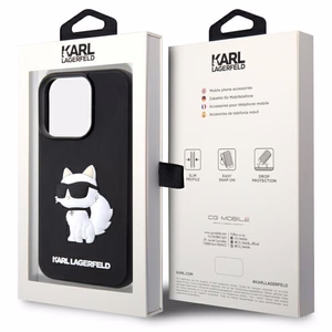 Karl Lagerfeld KLHCP14L3DRKHNK iPhone 14 Pro 6.1" Kietais apvalks (m) - melns (m) Rubber Choupette 3D