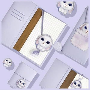 NIMMY komplekts 2in1 piezīmju grāmatiņa + pildspalva BIG EYED PET 2.0 Trusis violeta