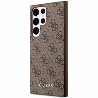 Guess GUHCS23LG4GFBR S23 Ultra S918 brūns/brūns cietais apvalks 4G Metāla Zelta Logotips