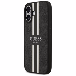 Guess 4G MagSafe futrālis iPhone 17 ar apdrukātu svītru apdruku - melns