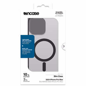 Incase Slim Case vāciņš ar MagSafe iPhone 16 Pro Max tālrunim, caurspīdīgs melnā krāsā