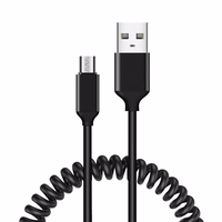 Spirālveida kabelis - USB uz Micro USB - 2A 1 metrs melns
