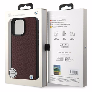 BMW Sign Ādas Deimanta Metāla Logotipa MagSafe apvalks iPhone 16 Pro Max - sarkans