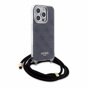 Guess Crossbody Cord 4G Print viedtālruņa apvalks iPhone 15 Pro – melns