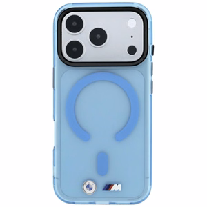 BMW M IML Frosted Metal Logo & Trims MagSafe maciņš modelim iPhone 17 Pro Max / 18 Pro Max – zils