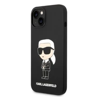Karl Lagerfeld KLHMP14MSNIKBCK iPhone 14 Plus 6.7" melns silikona viedtālruņa apvalks Ikonik, magnētiskais (MagSafe)