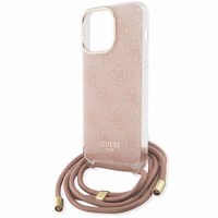 Guess Crossbody Cord 4G Print viedtālruņa apvalks iPhone 15 Pro – rozā