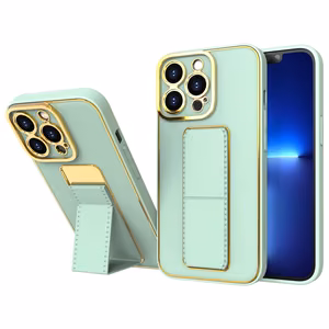 Jauns Kickstand viedtālruņa apvalks iPhone 13 Pro ar statīvu zaļš
