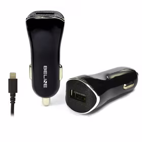 Beline auto lādētājs 1xUSB + lightning 1A iPhone 5/6/7/8/X melns