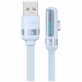 Kabelis USAMS US-SJ651 66W USB-A/USB-C 1.2m zils