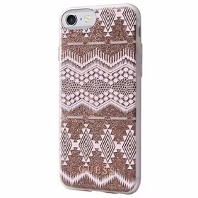 Guess GUHCP7TGTA iPhone 7/8/SE 2020/ SE 2022 taupe cietais maciņš Aztec Tribal 3D