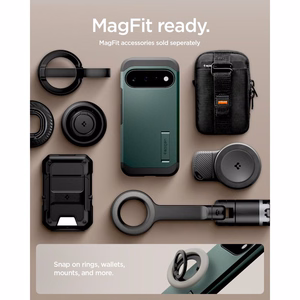 Spigen Tough Armor Mag MagSafe maciņš, paredzēts Google Pixel 11, tumši zaļš