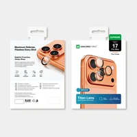 AmazingThing AR safīra kameras objektīva stikls iPhone 17 Pro / Pro Max - ar oranžu rāmi