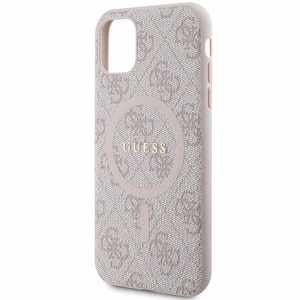 Guess GUHMN61G4GFRP iPhone 11 6.1" / Xr rozā/rozā cietais apvalks 4G kolekcija ādas metāla logotips Magnētiskais