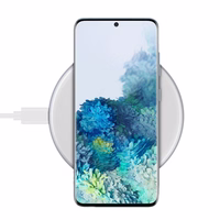 Crong PowerSpot Fast bezvadu lādētājs – Aluminum 15W USB-C Qi bezvadu lādētājs with Tempered Glass Coating (sudrabs balts)