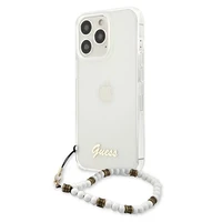 Guess GUHCP13LKPSWH iPhone 13 Pro / 13 6.1" caurspīdīgs cietais apvalks White Pearl