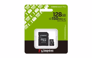 Kingston atmiņas karte 128GB microSDXC Canvas Select Plus Gen3 150MB/s A1 Card + Adapter