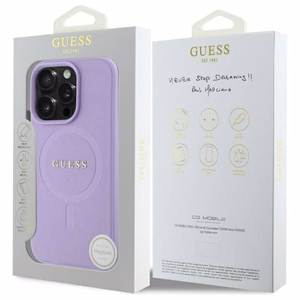 Guess Saffiano Magnētiskais viedtālruņa apvalks iPhone 16 Pro Max - violets