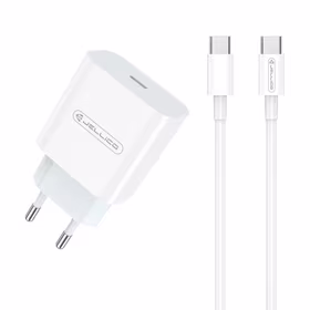Lādētājs Jellico AK180 20W USB-C + USB-C uz USB-C kabelis 1.0m, balts