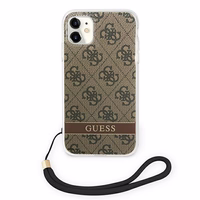 Guess GUOHCN61H4STW iPhone 11 brūns/brūns cietais apvalks 4G Print Siksna