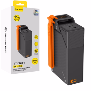 Blavec BJ-50 Tytan ārējais akumulators, 20 000 mAh, 65 W, 2× USB-C (PBBJ50A), melns