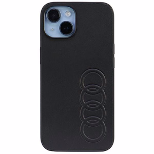 Audi sintētiskās ādas viedtālruņa apvalks iPhone 14 6.1" melns/melns cietais apvalks AU-TPUPPCIP14-TT/D1-BK