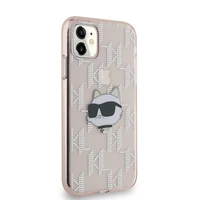 Karl Lagerfeld IML Choupette galvas un monogrammas apvalks iPhone 11 / Xr - rozā