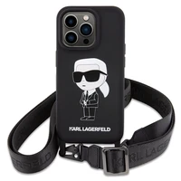 Karl Lagerfeld KLHCP15XSCBSKNK iPhone 15 Pro Max 6.7" cietais apvalks melns/melns Crossbody Silikona Ikonik
