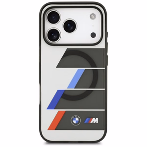 BMW M IML Metal Buttons Tricolor Lines MagSafe Чехол для iPhone 17 Pro - серый