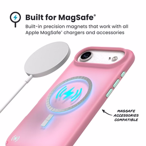 Speck Presidio Lux MagSafe vāciņš ierīcei iPhone Air, “Ibis Pink / Dark Ibis / Kanom Green” krāsā