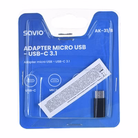 Savio AK-31 / B cable interface/gender adapter Micro USB USB 3.1 Typ C melns