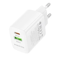 Borofone sienas lādētājs BN29 Fuente - USB + Type C - QC 3.0 PD 30W balts