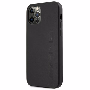 AMG ādas apvalks ar karsto zīmogu iPhone 12 Pro Max - melns
