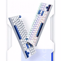 Machenike K500B-B87 Vadu mehāniskā spēļu tastatūra ar apgaismojumu, Red Switch - balts