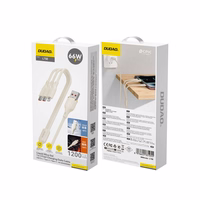 Dudao L7SE 3in1 USB-A - 2x USB-C / Lightning kabelis 66W 1.2m - bēšs
