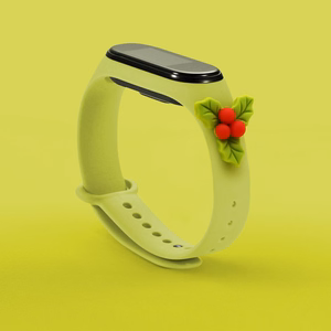Siksniņa Ziemassvētkiem Xiaomi Mi Band 5 / 6 Ziemassvētku silikona aproce ar amoliņu - Zaļa