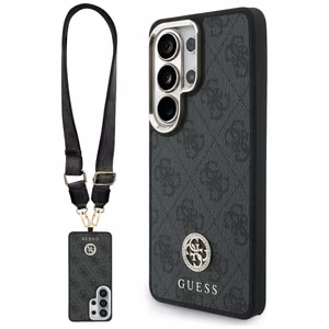 Guess 4G Big Rhinestone Triangle Strap MagSafe maciņš + siksniņa Samsung Galaxy S26 Ultra melns