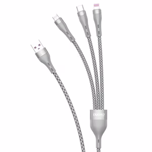 Dudao 3-in-1 USB Cable - Lightning / microUSB / USB Type-C 65W 1.2m gray (L20X)
