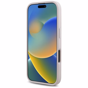 Guess stepēts metāla logotips viedtālruņa apvalks iPhone 16 - rozā