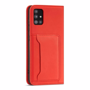 Magnētiskais karšu apvalks Samsung Galaxy A13 5G maciņš karšu turētājs sarkans