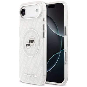 Karl Lagerfeld IML Mirdzošais Karl & Choupette Heads Logo magnētiskais viedtālruņa apvalks iPhone Air - pelēks