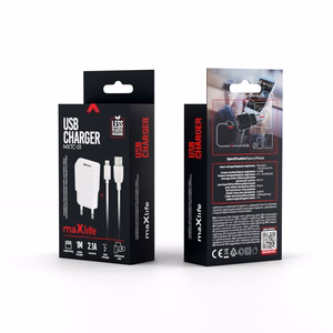 Maxlife MXTC-01 lādētājs 1x USB 2.1A balts + Lightning kabelis