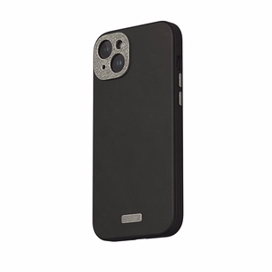 Moshi Napa MagSafe augstākās kvalitātes vegānās ādas vāciņš ierīcei iPhone 15 Plus, “Midnight Black” krāsā