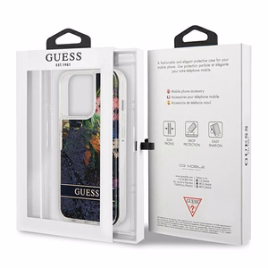 Guess GUHCP13LLFLSB iPhone 13 Pro / 13 6.1" синий/синий жёсткий чехол Flower Liquid Glitter