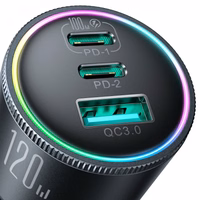 Automašīnas lādētājs Joyroom "JR-CCN07" pelēks 100W (2xPD / 1xQC3.0) + "Type-C / Type-C" 100cm kabelis