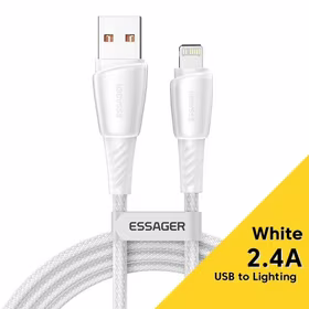USB Kabelis Essager "Rain" Balts "Lightning" 200cm