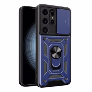 Hybrid Armor Camshield viedtālruņa apvalks Samsung Galaxy S24 Ultra bruņots ar kameras vāciņu - zils