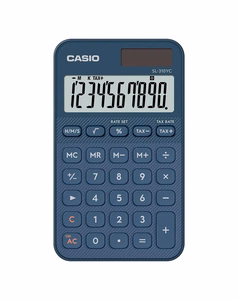 Casio SL-310YC-NY calculator, battery and solar-powered, blue